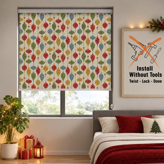 Hippo Blackout Printed No Drill Indoor Roller Blind (Foam Coated Polyester)
