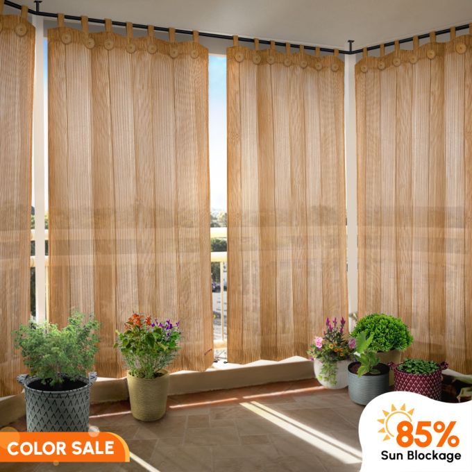  Beige Brown onSale - Hippo 85% Sun Block Solid Outdoor Curtain (Pack of 2) 