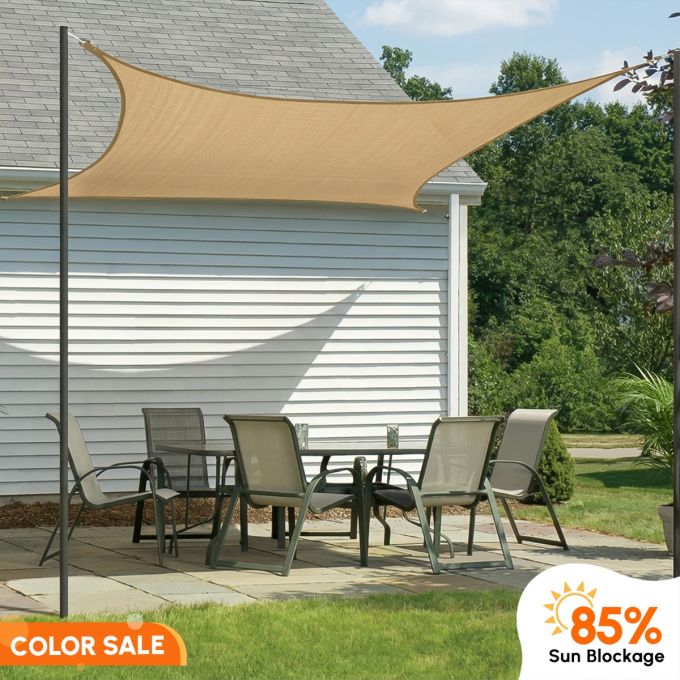 Beige Color on Sale - Hippo 85% Sun Block Shade Sail (Four Sided)