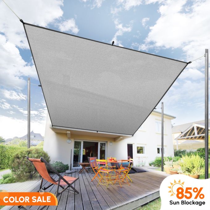 Grey Color on Sale - Hippo 85% Sun Block Shade Sail With PP Band  (Four Sided)