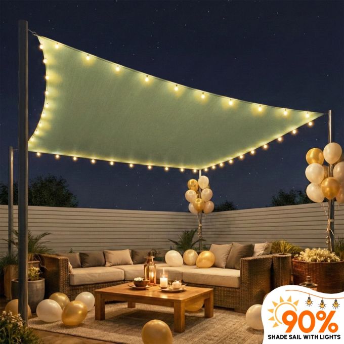 Hippo 90% Sun Block Shade Sail With Light  (Four Sided)