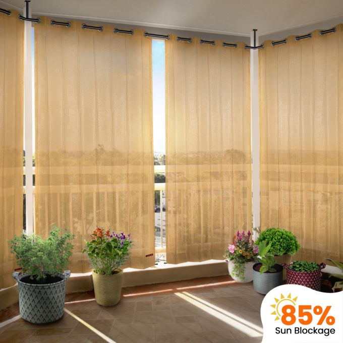 Hippo 85% Sun Block Solid Outdoor Curtain (Pack of 2) 
