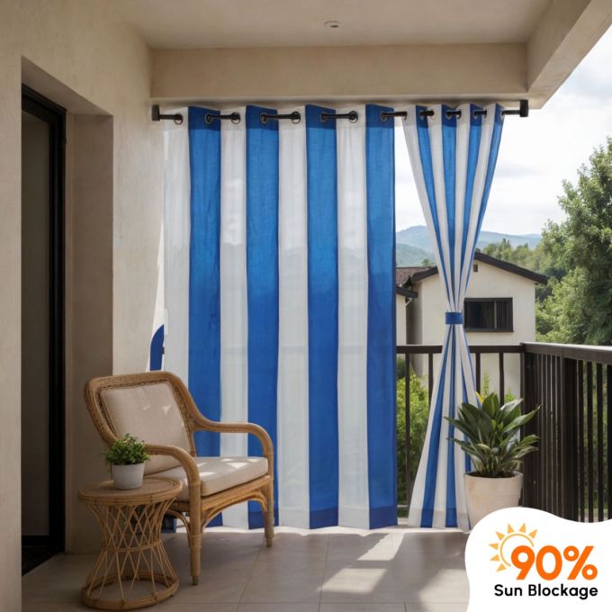 Hippo 90% Sun Block Stripe Outdoor Curtain (HDPE)