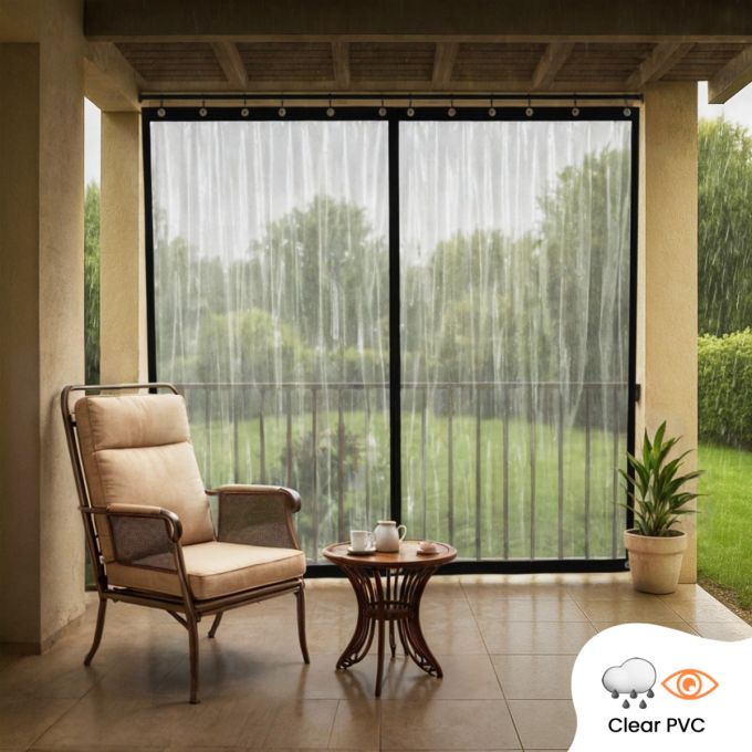Hippo Waterproof Clear Outdoor Eyelet  Curtain (PVC)