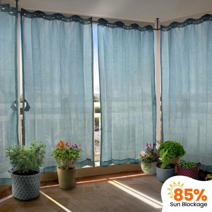 Hippo 85% Sun Block Solid Outdoor Curtain (Pack of 2) 