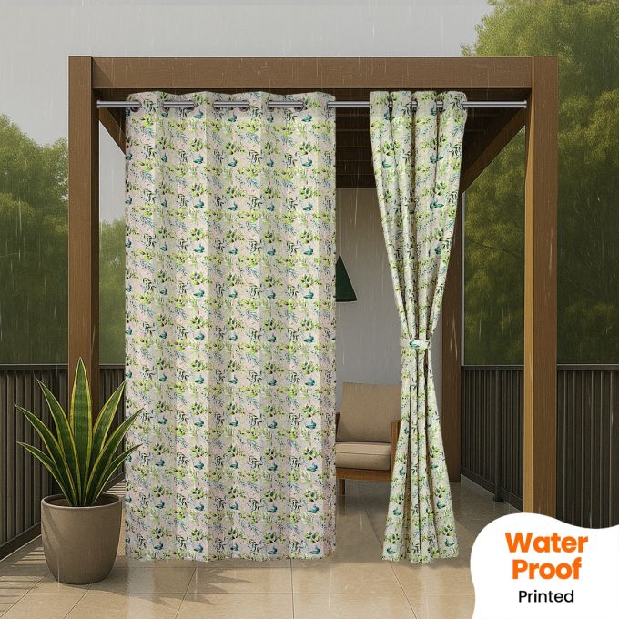 Hippo Waterproof Printed Premium Outdoor Curtains (Polyester Solution Dyed)