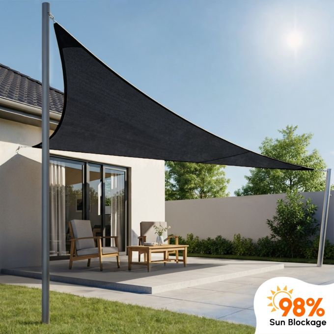 Hippo 98% Sun Block Shade Sail (Three Sided)