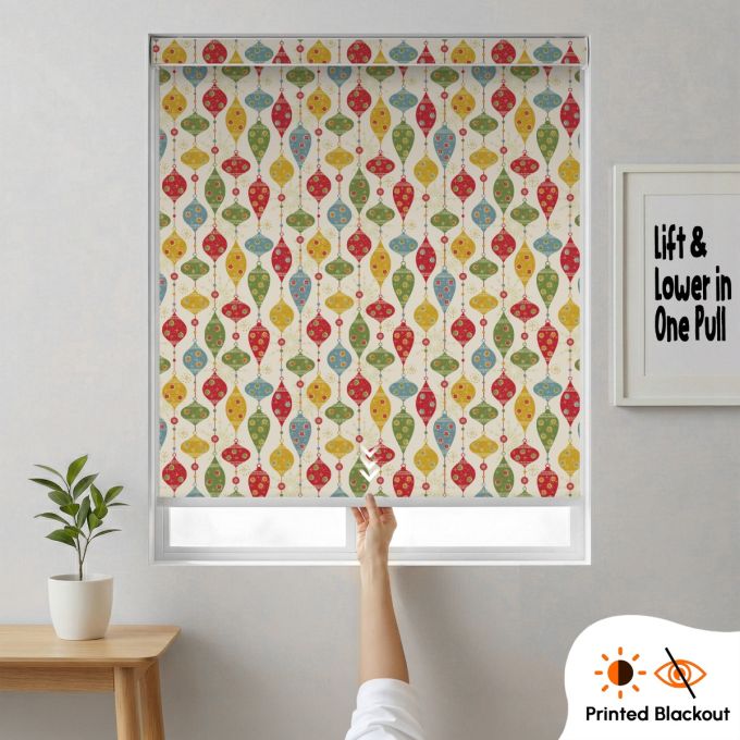 Hippo Blackout Printed One Touch Cordless Indoor Roller Blind (Form Coated Polyester)
