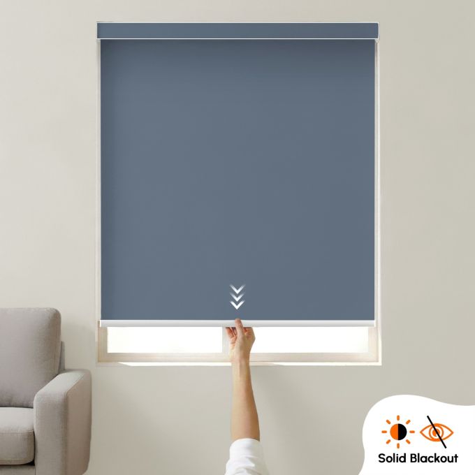 Hippo Blackout Solid One Touch Cordless Indoor Roller Blind (Polyester)