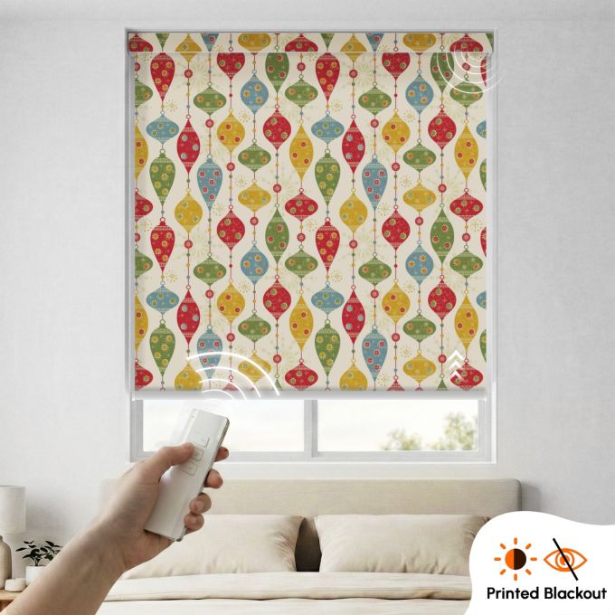 Hippo Blackout Printed Rechargeable Motorised Indoor Roller Blind (Form Coated Polyester)