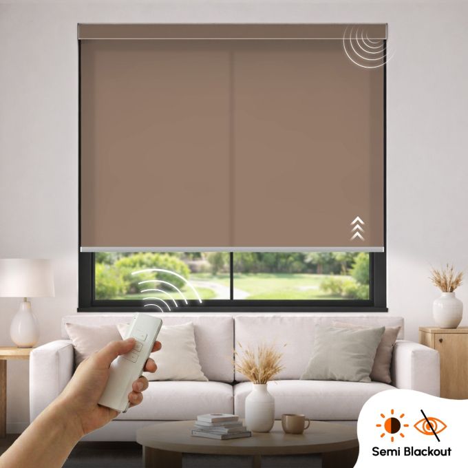 Hippo Semi Blackout Solid Rechargeable Motorised Indoor Roller Blind (Polyester)