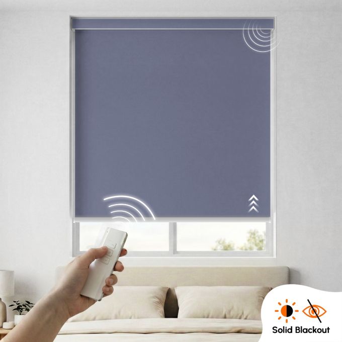 Hippo Blackout Solid Rechargeable Motorised Indoor Roller Blind (Acrylic Coated)