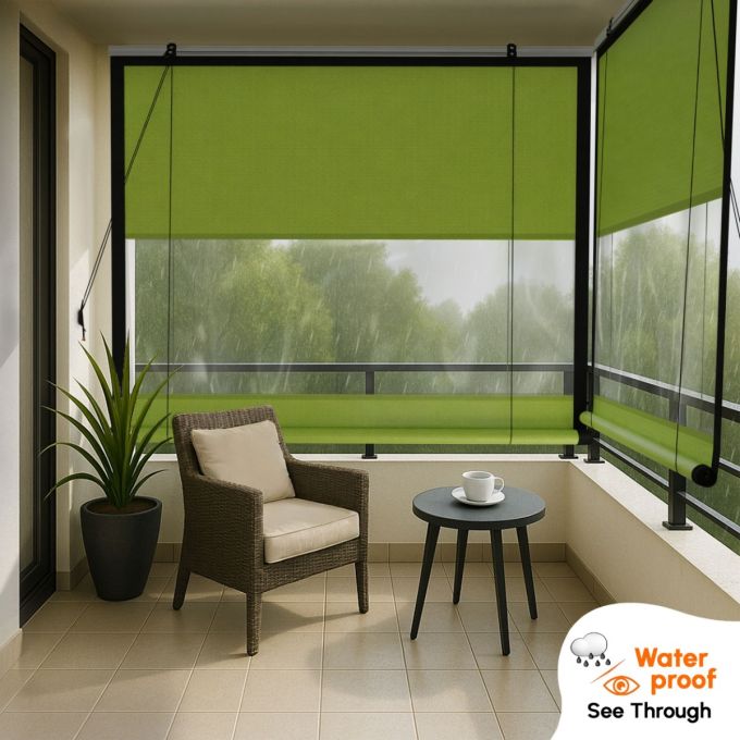 Hippo See-Through Waterproof Outdoor Chick Blind (Coated HDPE & Premium PVC)