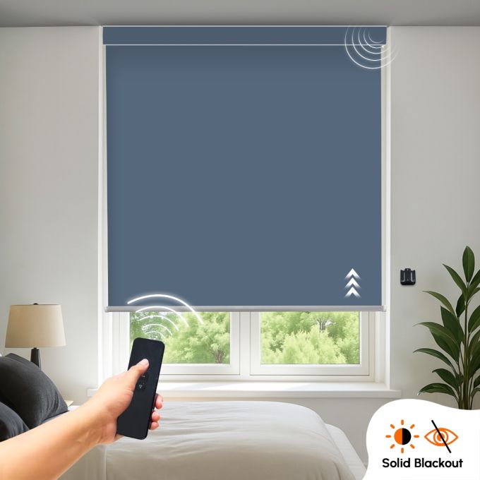 Hippo Blackout Solid Motorised Indoor Roller Blind (Acrylic Coated)